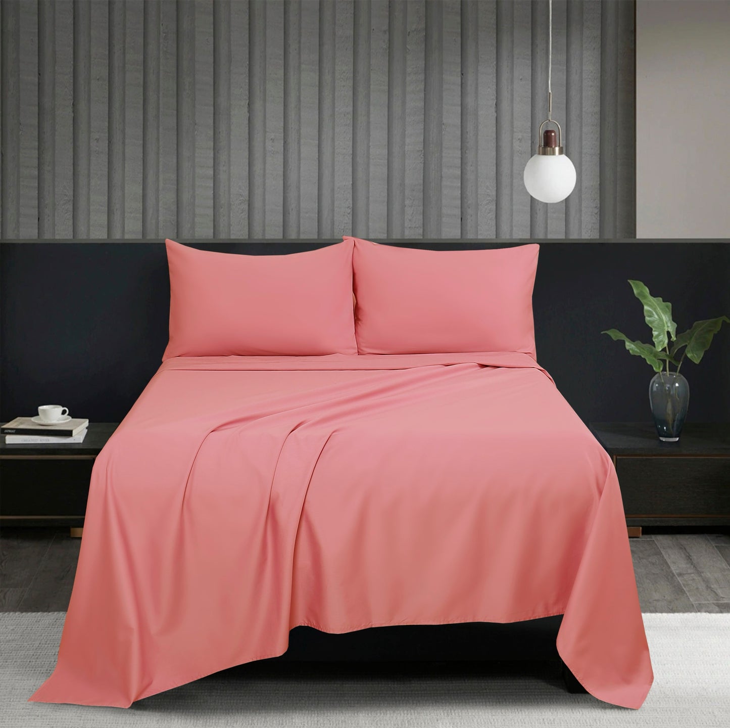Plain Coral Complete Sheet Set